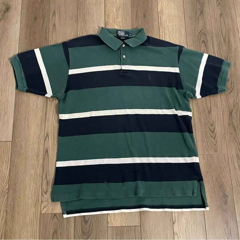 Polo by Ralph Lauren Green Blue Stripe Polo‎ Shirt